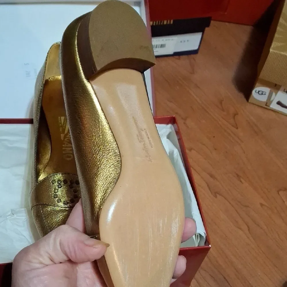 Salvatore Ferragamo Women's Metallic Gold Heels